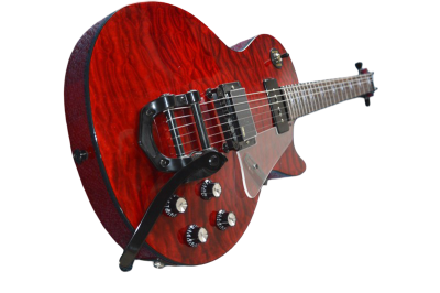 Custom Crown Crimson Quilt Top Dark Fire Bigsby Vibrato Tailpiece P90 Humbucker Pickups Guitar - Image 6