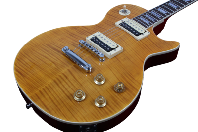 Custom Crown Appetite Amber Flame Maple Top Electric Guitar Open Coil Zebra Pickups