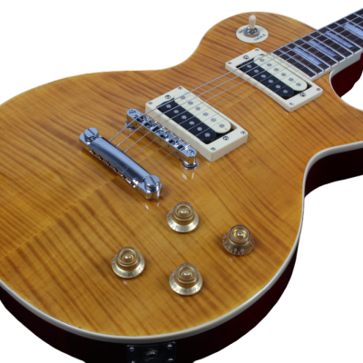Custom Crown Appetite Amber Flame Maple Top Electric Guitar Open Coil Zebra Pickups