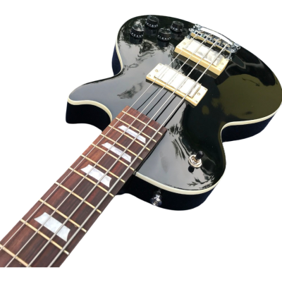 Custom Crown Standard Bass Oversized Ebony Black 4 String Bass - Image 4