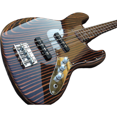 Custom Regent Natural Jaco Zebrawood with Ceruse 4 String Jazz Bass - Image 6