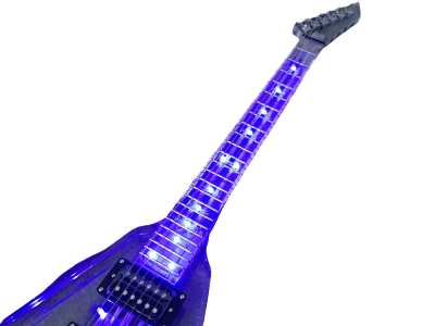 Custom Race Flying V Plexiglass Acrylic Translucent Body Neck LED Blue Guitar - Image 7