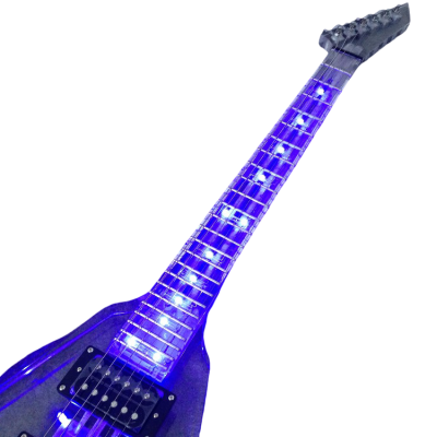 Custom Race Flying V Plexiglass Acrylic Translucent Body Neck LED Blue Guitar - Image 7