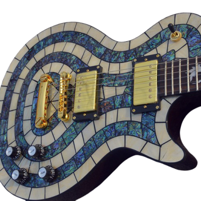 Custom Topaz Mahogany Body In Hand Laid High Grade Mosaic Guitar - Image 11