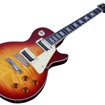 Custom Crown Heritage Cherry Sunburst Flame Maple Top Electric Guitar Open Coil Zebra Pickups - Image 8