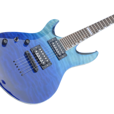 Custom Obsidian Horizon Blue Quilted Maple Top MH1000 Electric Guitar String Thru Body - Image 5