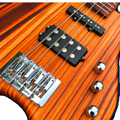 Custom Pulse RockBass Natural Zebrawood 4 String Bass - Image 8