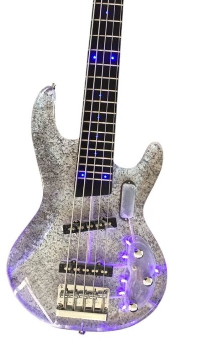 Custom Axis Plexiglass Acrylic Lucite Blue LED 5 String Bass