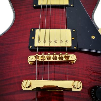 Custom Crown Red Tiger Maple Top Veneer Electric Guitar - Image 9