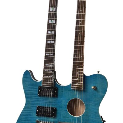Custom Vile Guild Blue Flame Maple Top Double Neck Crossroads Guitar - Image 5