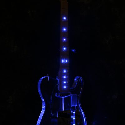 Custom Regent Plexiglass Acrylic Lucite Integrated Blue LED Illumination Guitar - Image 7