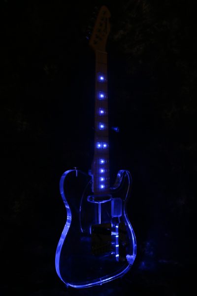 Custom Regent Plexiglass Acrylic Lucite Integrated Blue LED Illumination Guitar - Image 7