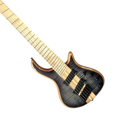 Custom Onyx Patriot Translucent Charcoal Burst Flamed Maple 6 String Bass Multi Fanned Fret - Image 7