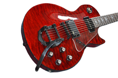 Custom Crown Crimson Quilt Top Dark Fire Bigsby Vibrato Tailpiece P90 Humbucker Pickups Guitar - Image 8