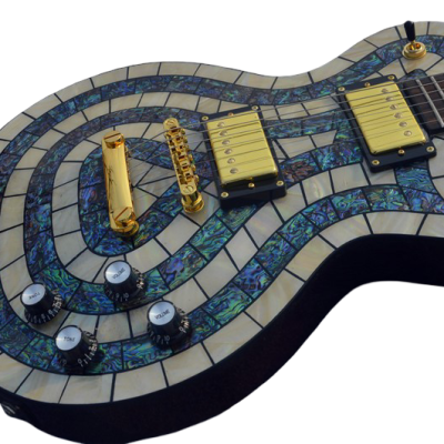 Custom Topaz Mahogany Body In Hand Laid High Grade Mosaic Guitar - Image 13