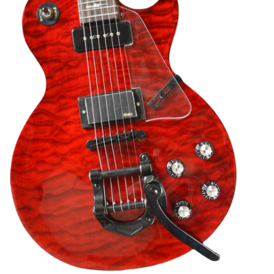 Custom Crown Crimson Quilt Top Dark Fire Bigsby Vibrato Tailpiece P90 Humbucker Pickups Guitar