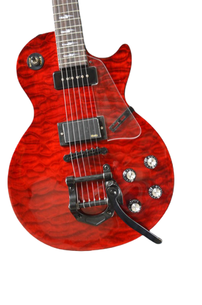 Custom Crown Crimson Quilt Top Dark Fire Bigsby Vibrato Tailpiece P90 Humbucker Pickups Guitar