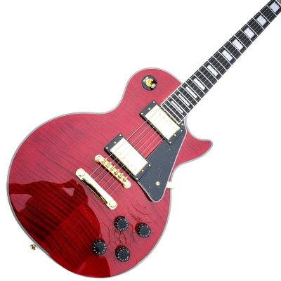Custom Crown Red Tiger Maple Top Veneer Electric Guitar - Image 2