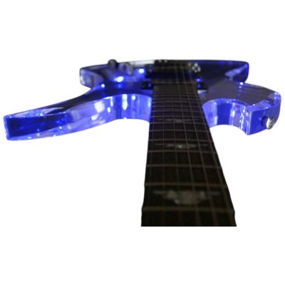 Custom Riva MG115C Clear Acrylic Luminous LED Mod Blue Guitar - Image 6