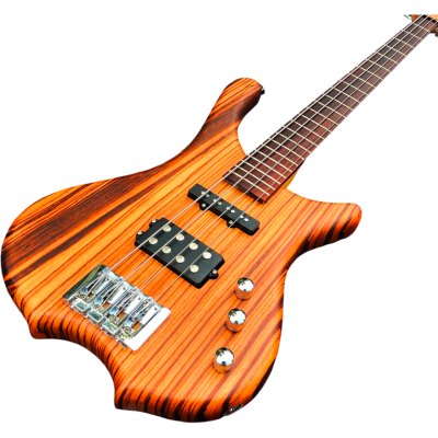 Custom Pulse RockBass Natural Zebrawood 4 String Bass - Image 10