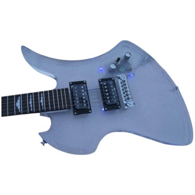 Custom Riva MG115C Clear Acrylic Luminous LED Mod Blue Guitar - Image 5
