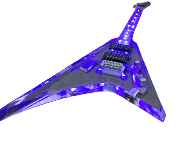 Custom Race Flying V Plexiglass Acrylic Translucent Body Neck LED Blue Guitar - Image 9