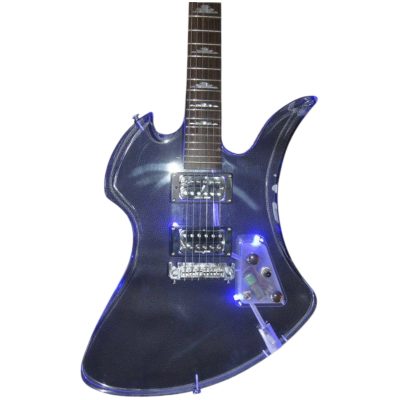 Custom Riva MG115C Clear Acrylic Luminous LED Mod Blue Guitar