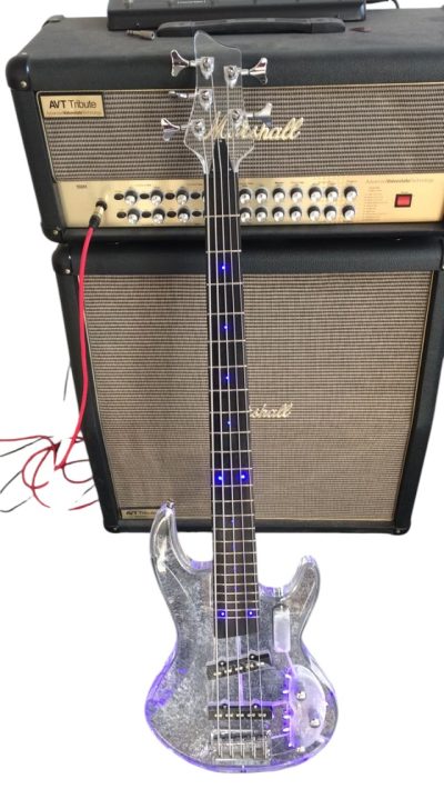 Custom Axis Plexiglass Acrylic Lucite Blue LED 5 String Bass - Image 7