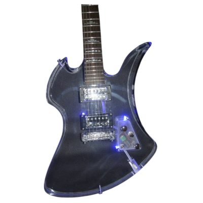 Custom Riva MG115C Clear Acrylic Luminous LED Mod Blue Guitar - Image 3