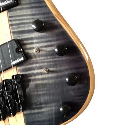 Custom Onyx Patriot Translucent Charcoal Burst Flamed Maple 6 String Bass Multi Fanned Fret - Image 11