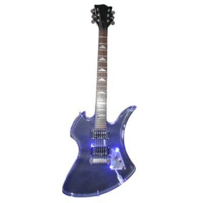 Custom Riva MG115C Clear Acrylic Luminous LED Mod Blue Guitar - Image 2