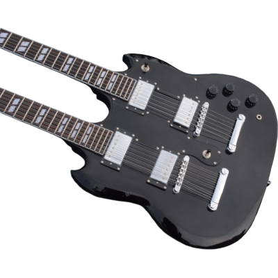 Custom Crown Double Neck SG Ebony Black Slash 12 and 6 String EDS1275 Guitar - Image 8