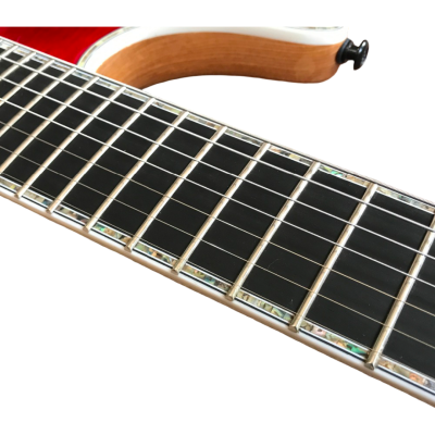 Custom Onyx Regius Translucent Red 7 String Guitar - Image 4