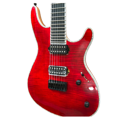 Custom Onyx Regius Translucent Red 7 String Guitar - Image 6