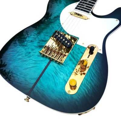 Custom Regent Merle Tuff Dog Deep Aqua Marine Blue Burst Guitar