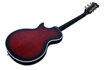 Custom Crown Black Cherry Burst Semi Hollow Body Florentine Single Cutaway Guitar - Image 4