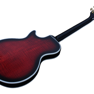 Custom Crown Black Cherry Burst Semi Hollow Body Florentine Single Cutaway Guitar - Image 4