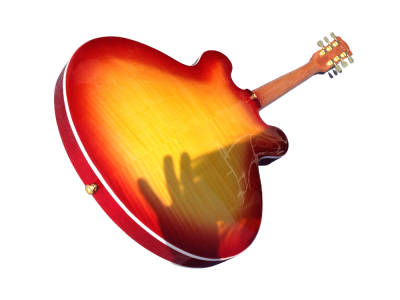 Custom Crown ES335 Semi Hollow Body Figured Cherry Sunburst Fhole Guitar - Image 2
