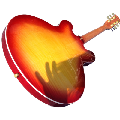 Custom Crown ES335 Semi Hollow Body Figured Cherry Sunburst Fhole Guitar - Image 2