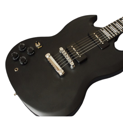 Custom Crown SG Angus Satin Ebony Black Dual P-90 Single-Coil Pickups Electric Guitar