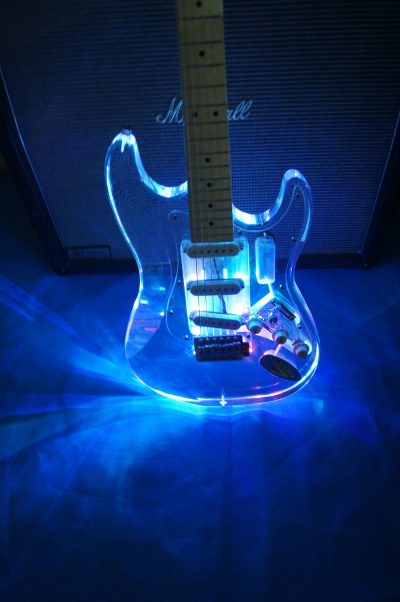 Custom Regent Plexiglass Acrylic Lucite Colored LED Guitar ST Maple Fretboard - Image 2
