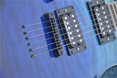 Custom Obsidian Horizon Blue Quilted Maple Top MH1000 Electric Guitar String Thru Body - Image 8
