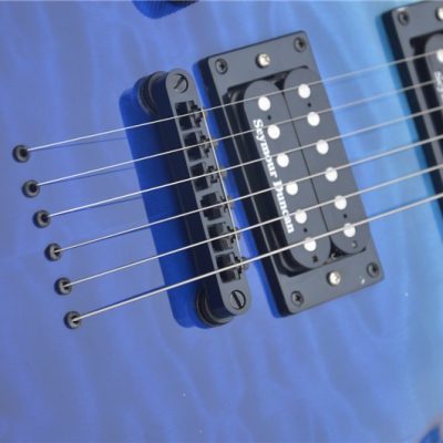 Custom Obsidian Horizon Blue Quilted Maple Top MH1000 Electric Guitar String Thru Body - Image 8