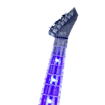 Custom Race Flying V Plexiglass Acrylic Translucent Body Neck LED Blue Guitar - Image 4