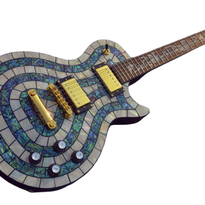 Custom Topaz Mahogany Body In Hand Laid High Grade Mosaic Guitar - Image 8