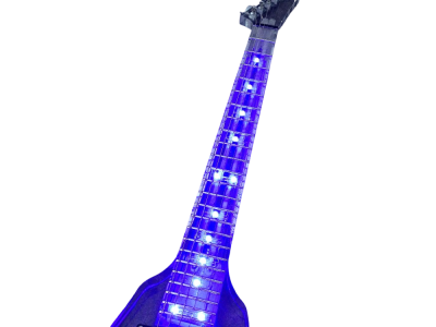 Custom Race Flying V Plexiglass Acrylic Translucent Body Neck LED Blue Guitar - Image 5