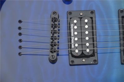 Custom Obsidian Horizon Blue Quilted Maple Top MH1000 Electric Guitar String Thru Body - Image 9