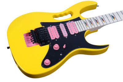 Custom Axis SVAI Desert Sun Yellow Pink Pickups Pyramid Inlays Monkey Grip Guitar - Image 4