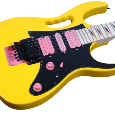 Custom Axis SVAI Desert Sun Yellow Pink Pickups Pyramid Inlays Monkey Grip Guitar - Image 4
