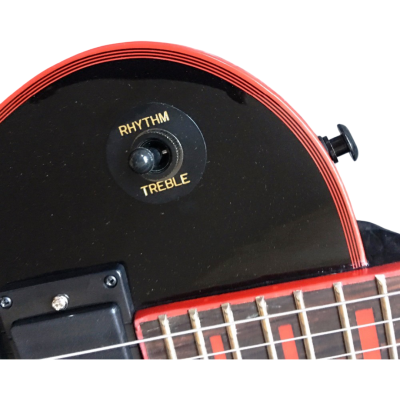 Custom Crown Gloss Black with Crimson Red Binding 6 String Electric Guitar 3 Pickups - Image 4